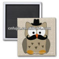 Cute owl square metal fridge magnet